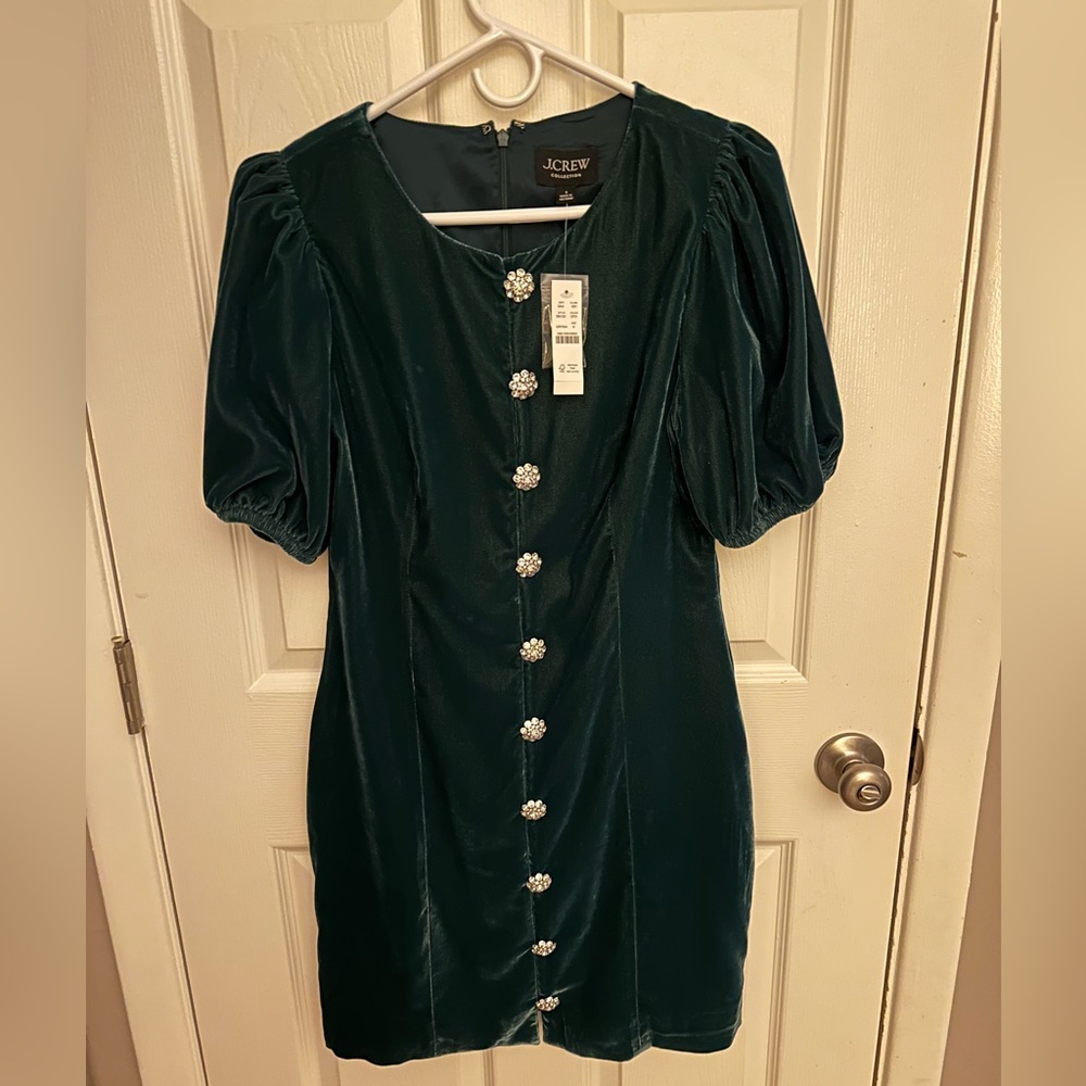 NWT J. Crew green velvet dress- size 6